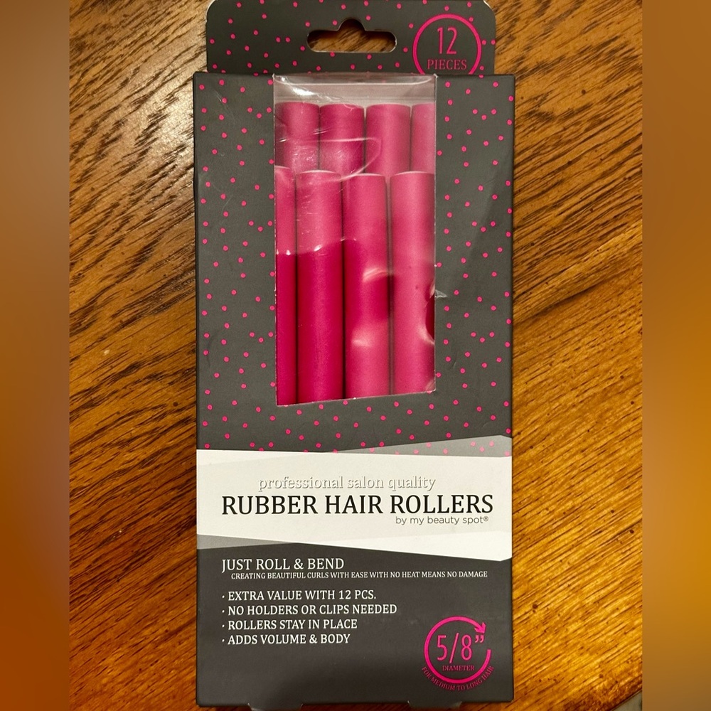 Pink Rubber Hair Rollers - 5/8”